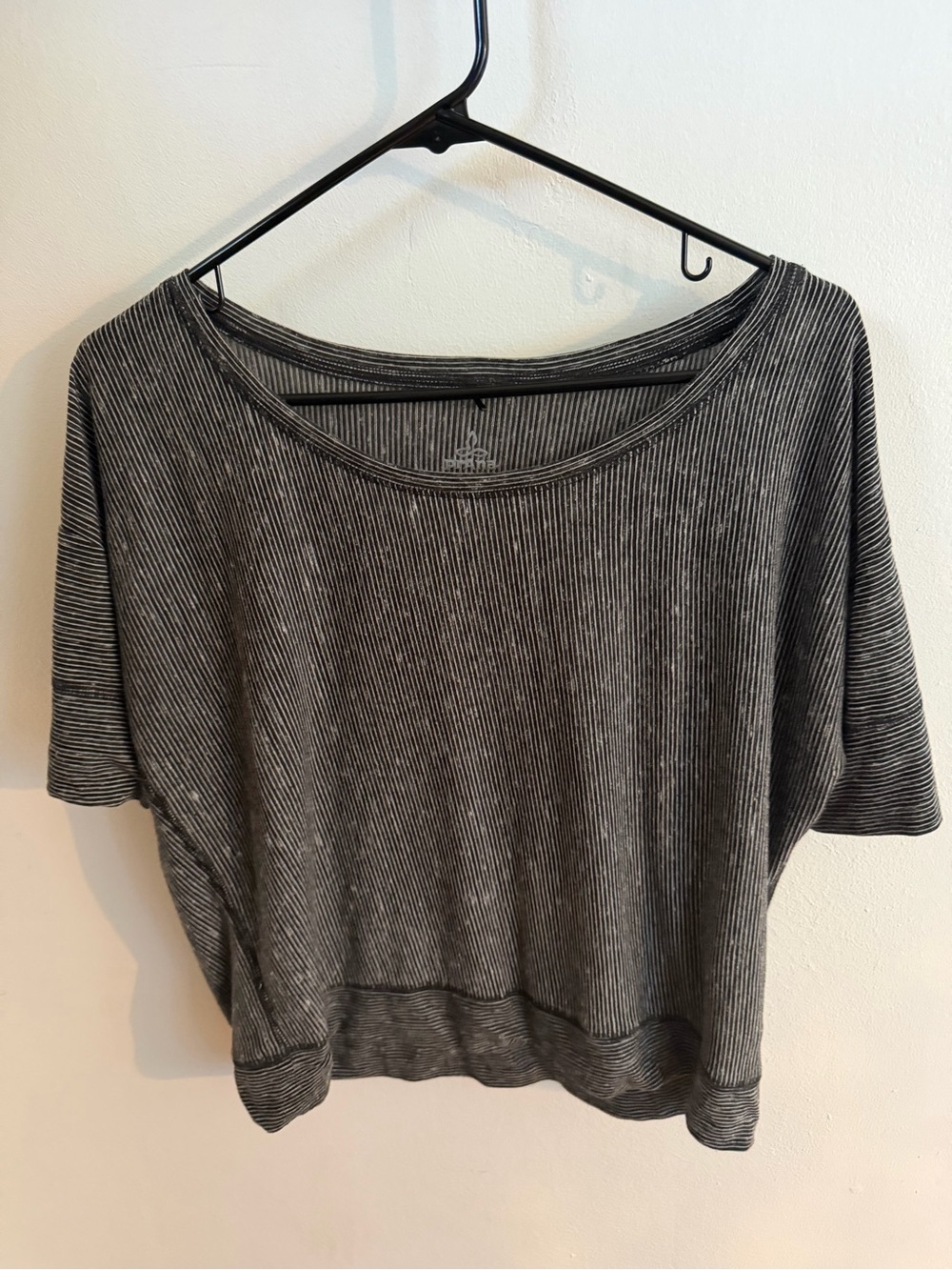 Prana Ribbed Short Sleeve Boxy Top - Charcoal